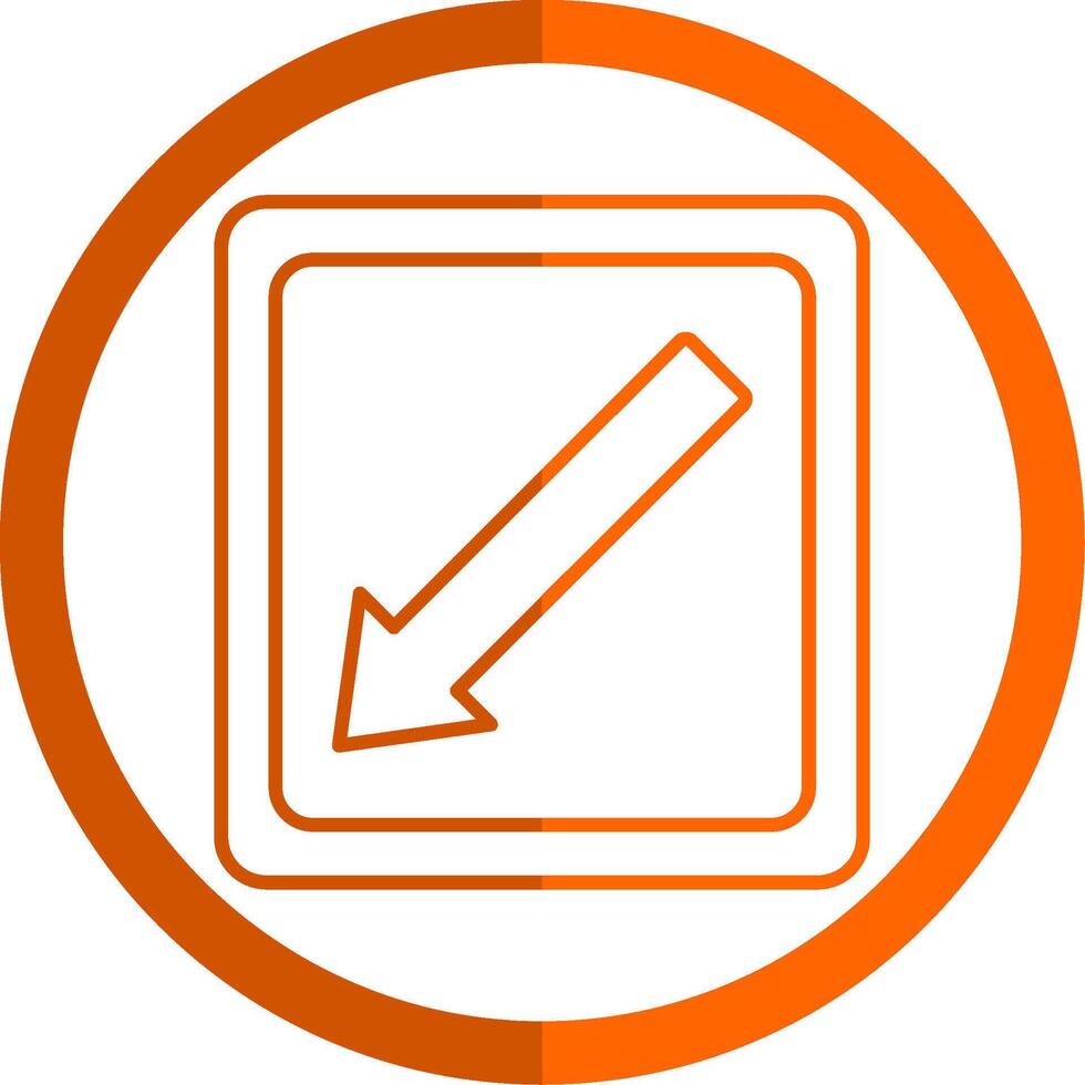 Diagonal Arrow Line Orange Circle Icon vector