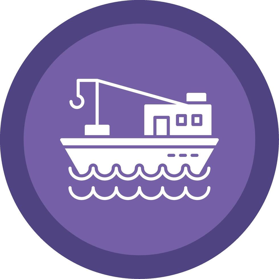 Fishing Boat Glyph Multi Circle Icon vector