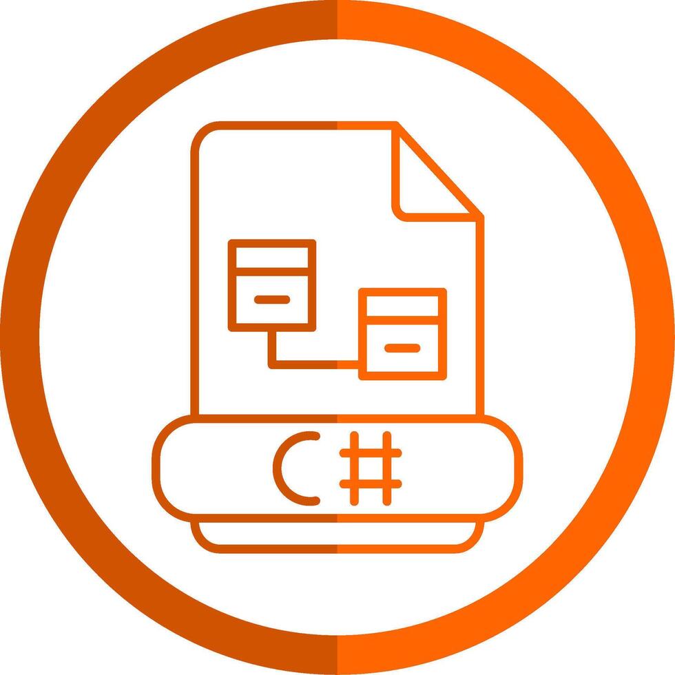 C Sharp Line Orange Circle Icon vector