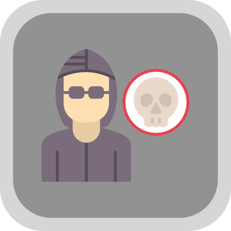 Robber Flat Round Corner Icon vector