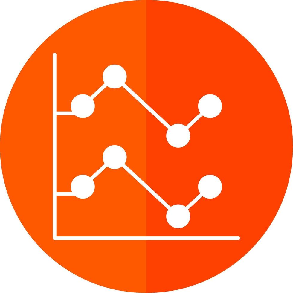 Line Chart Glyph Red Circle Icon vector