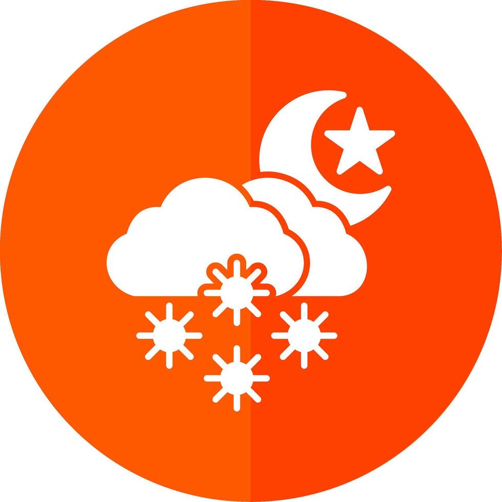 Night Snow Glyph Red Circle Icon vector