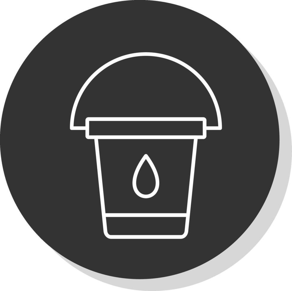 Water Bucket Line Grey Circle Icon vector