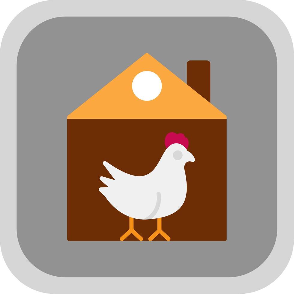 Chicken Flat Round Corner Icon vector