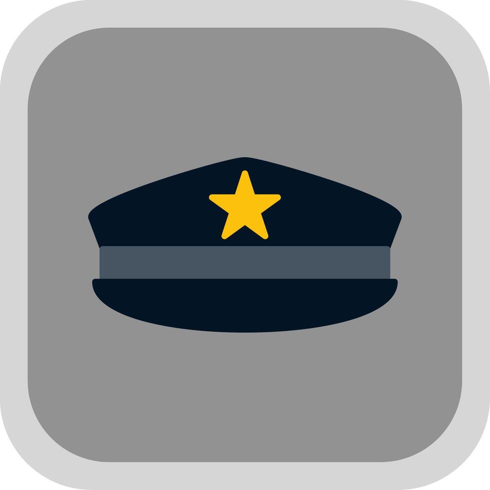 Military Hat Flat Round Corner Icon vector