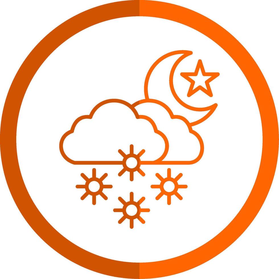 noche nieve línea naranja circulo icono vector