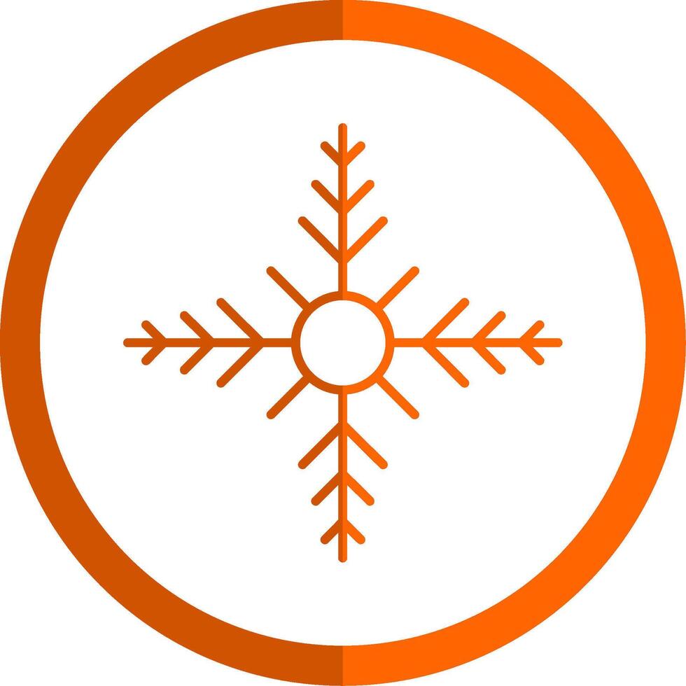 copo de nieve línea naranja circulo icono vector