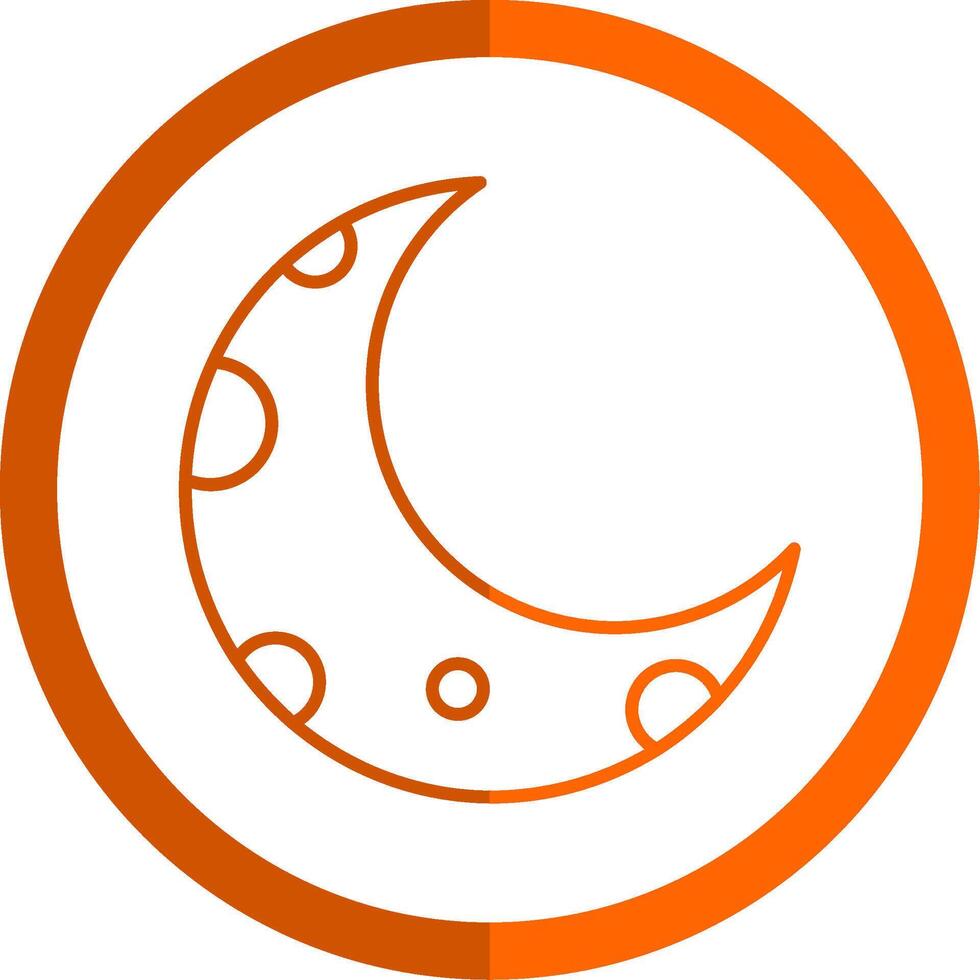 Half Moon Line Orange Circle Icon vector