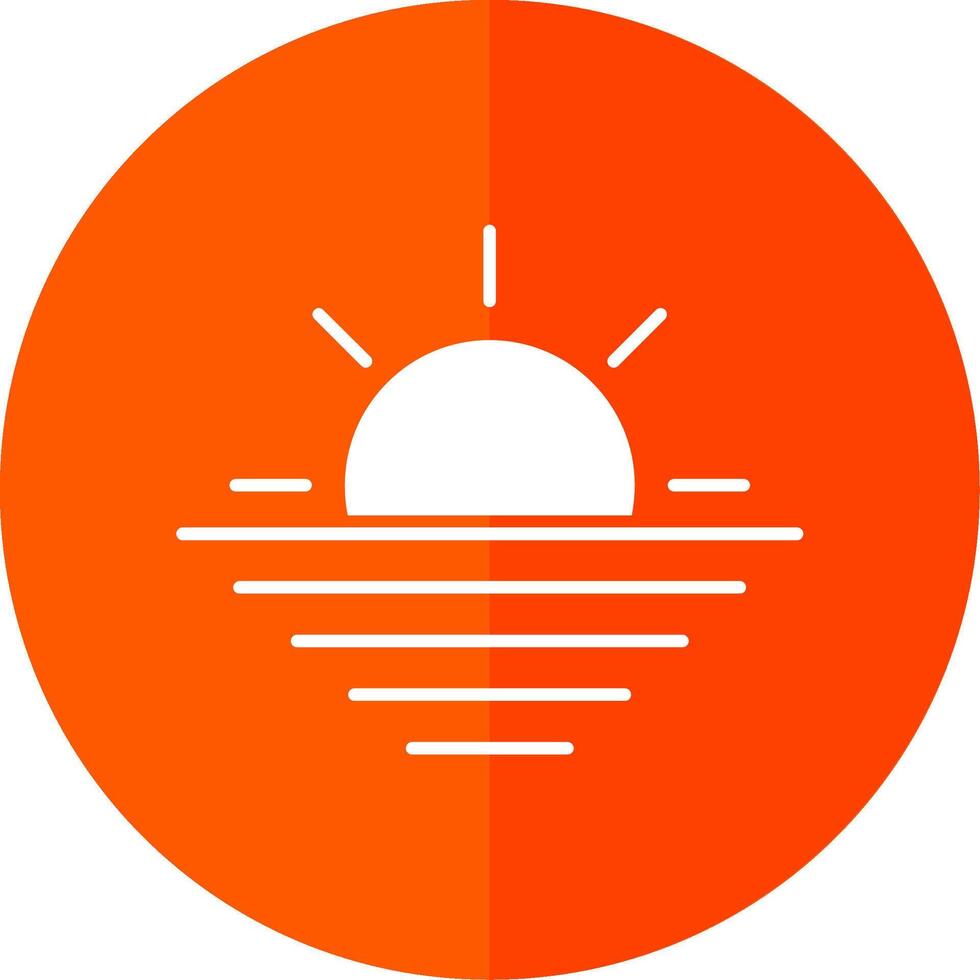 Sunset Glyph Red Circle Icon vector