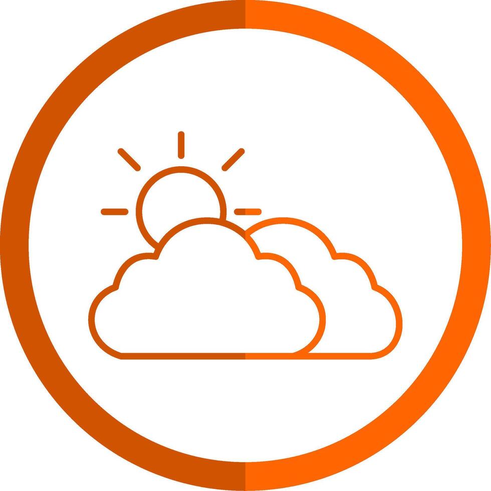 nublado línea naranja circulo icono vector