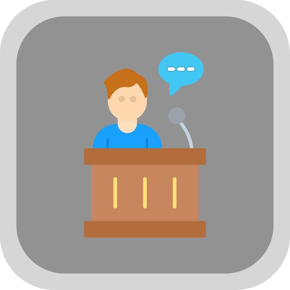 Speech Flat Round Corner Icon vector