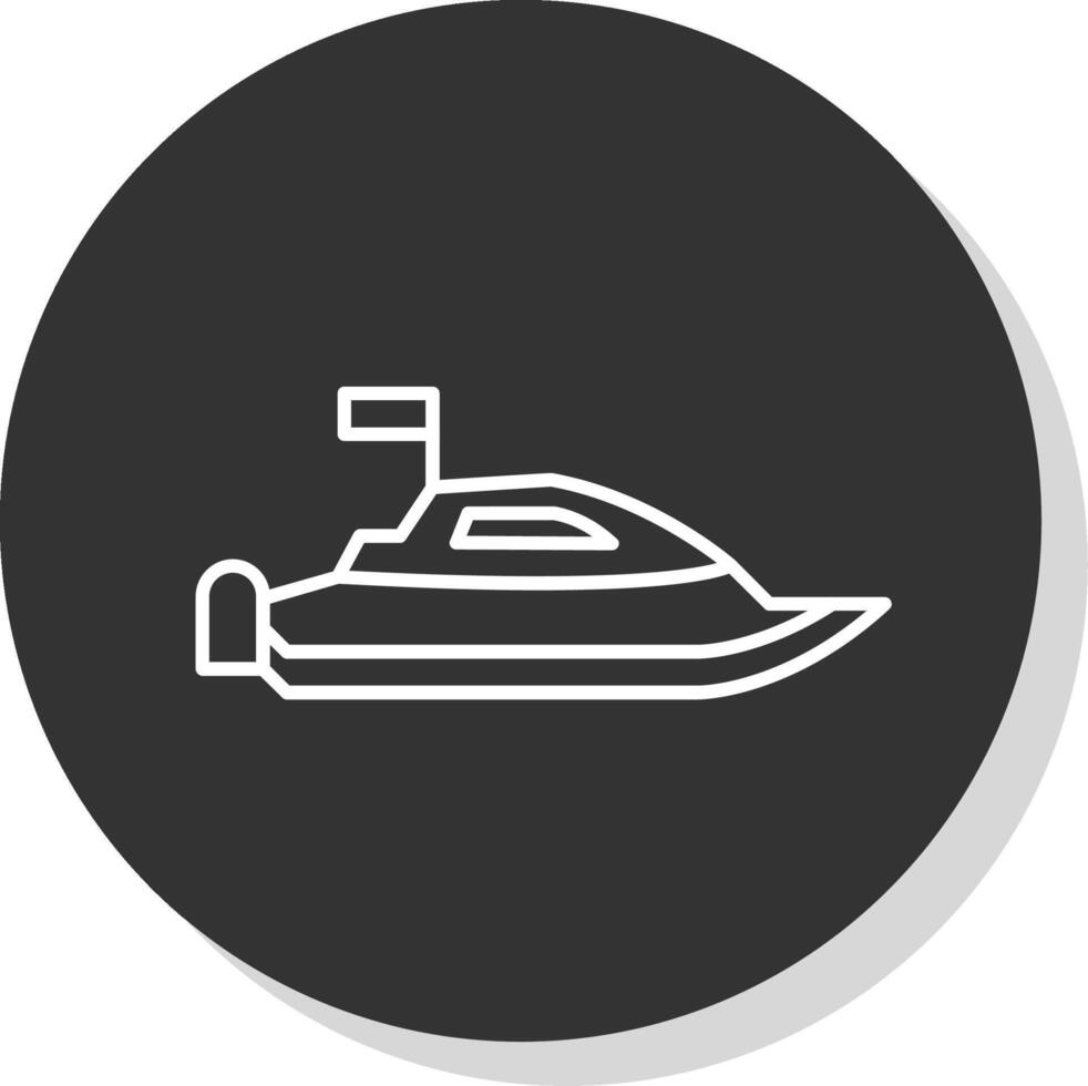 velocidad barco línea gris circulo icono vector