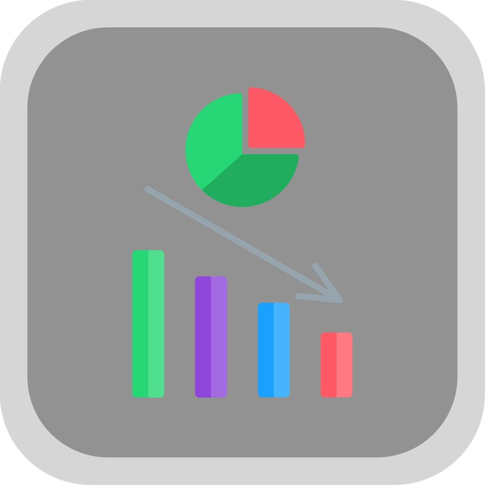 Pie Chart Flat Round Corner Icon vector