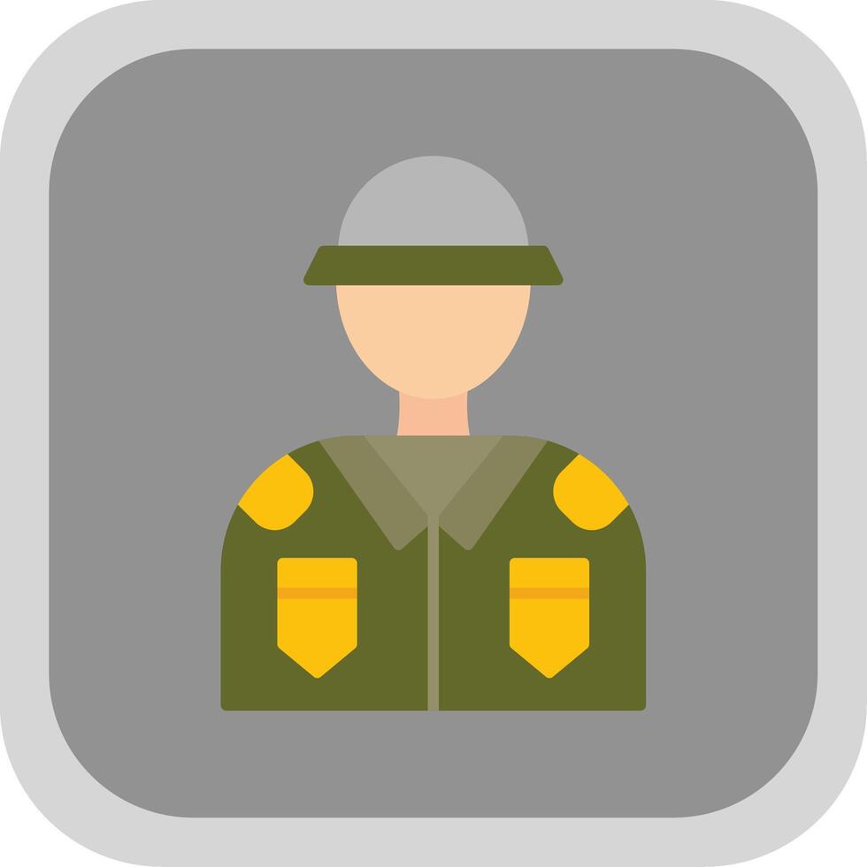 Soldier Flat Round Corner Icon vector