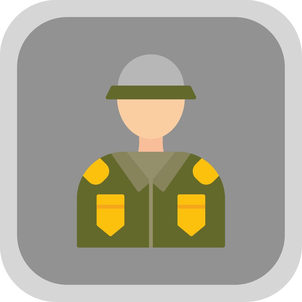 Soldier Flat Round Corner Icon vector