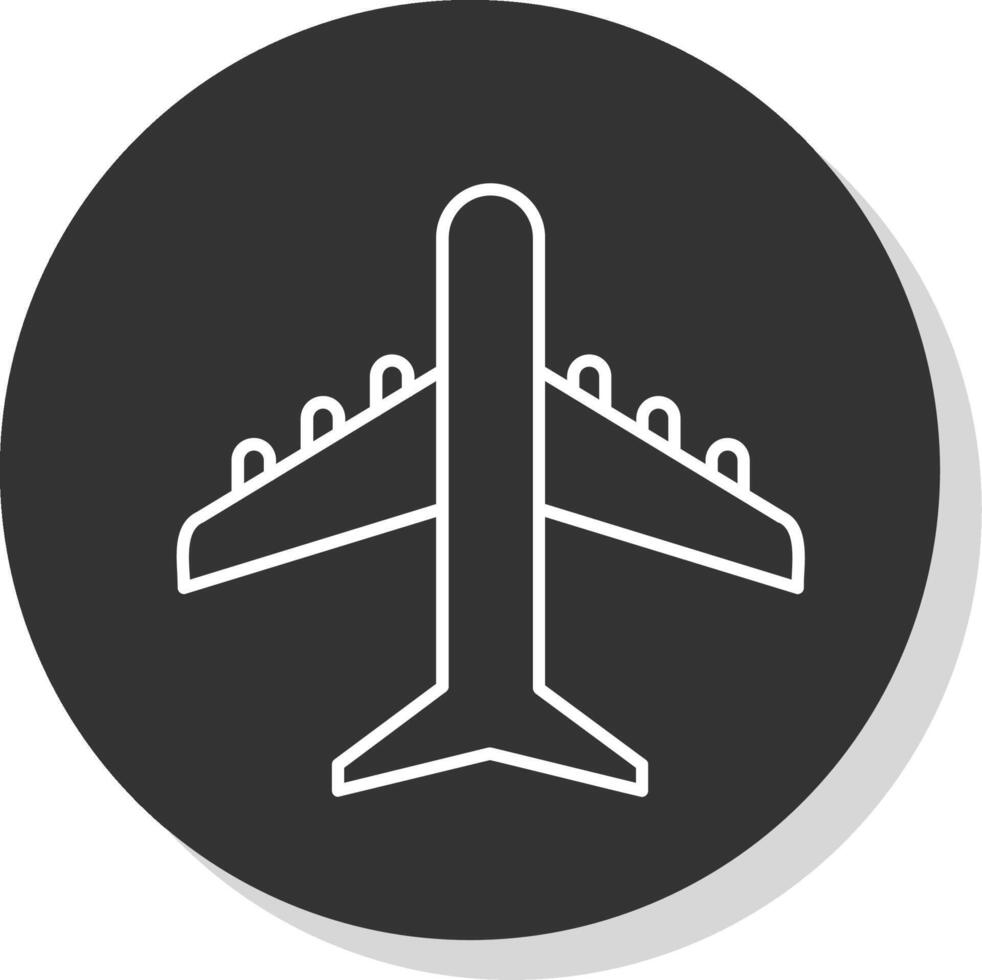 Plane Line Grey Circle Icon vector