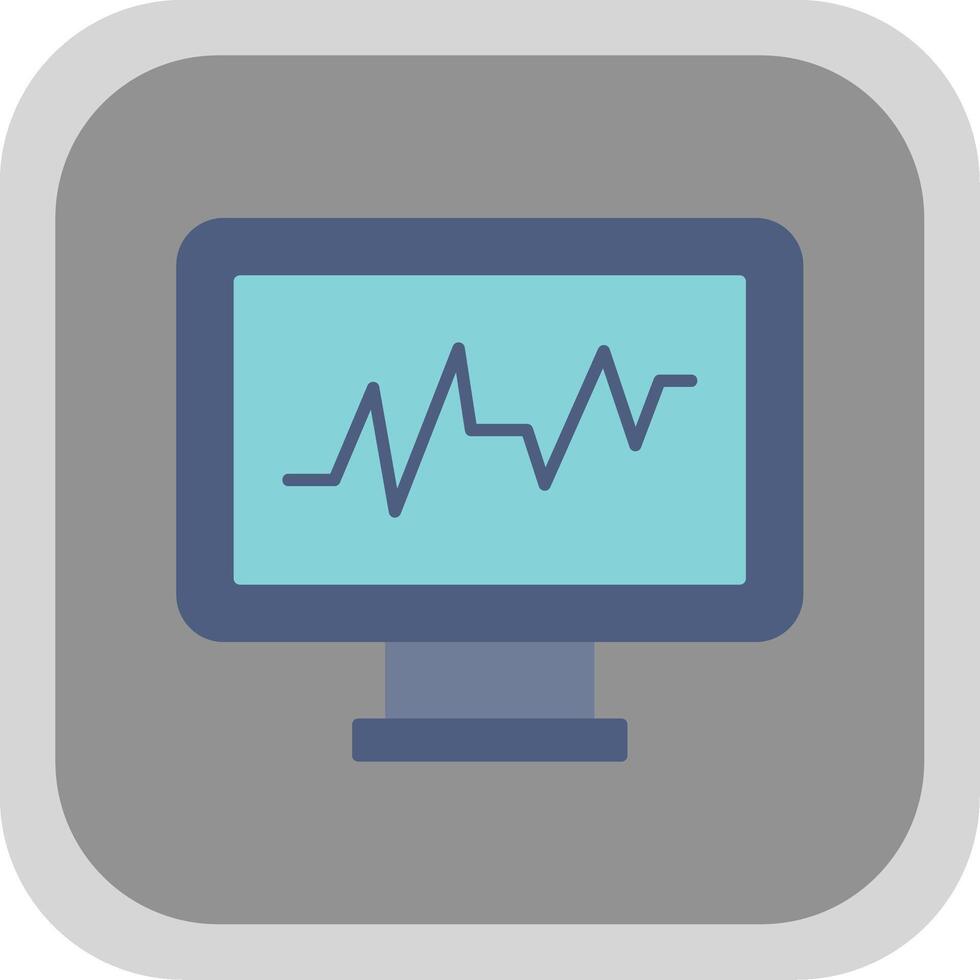 Cardiac Monitor Flat Round Corner Icon vector