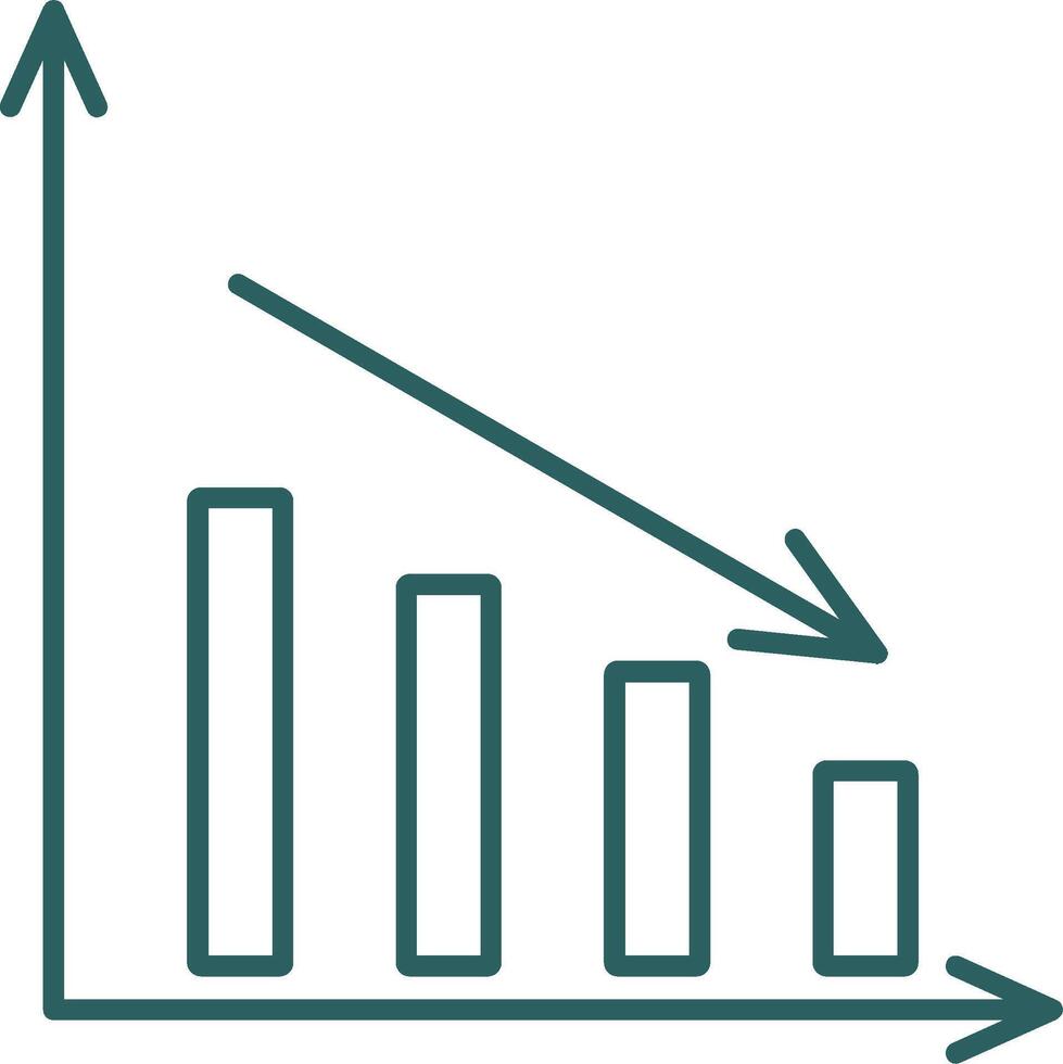 Bar Chart Line Gradient Round Corner Icon vector