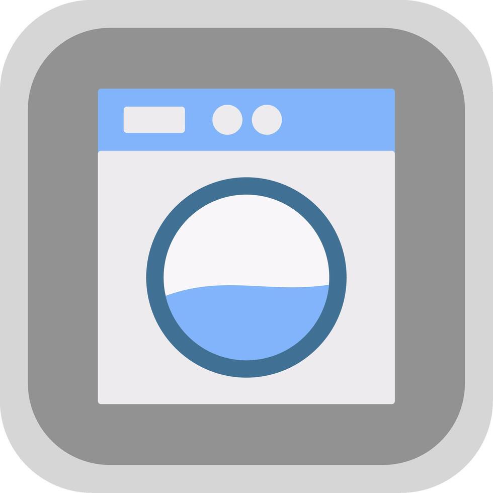 Laundry Machine Flat Round Corner Icon vector