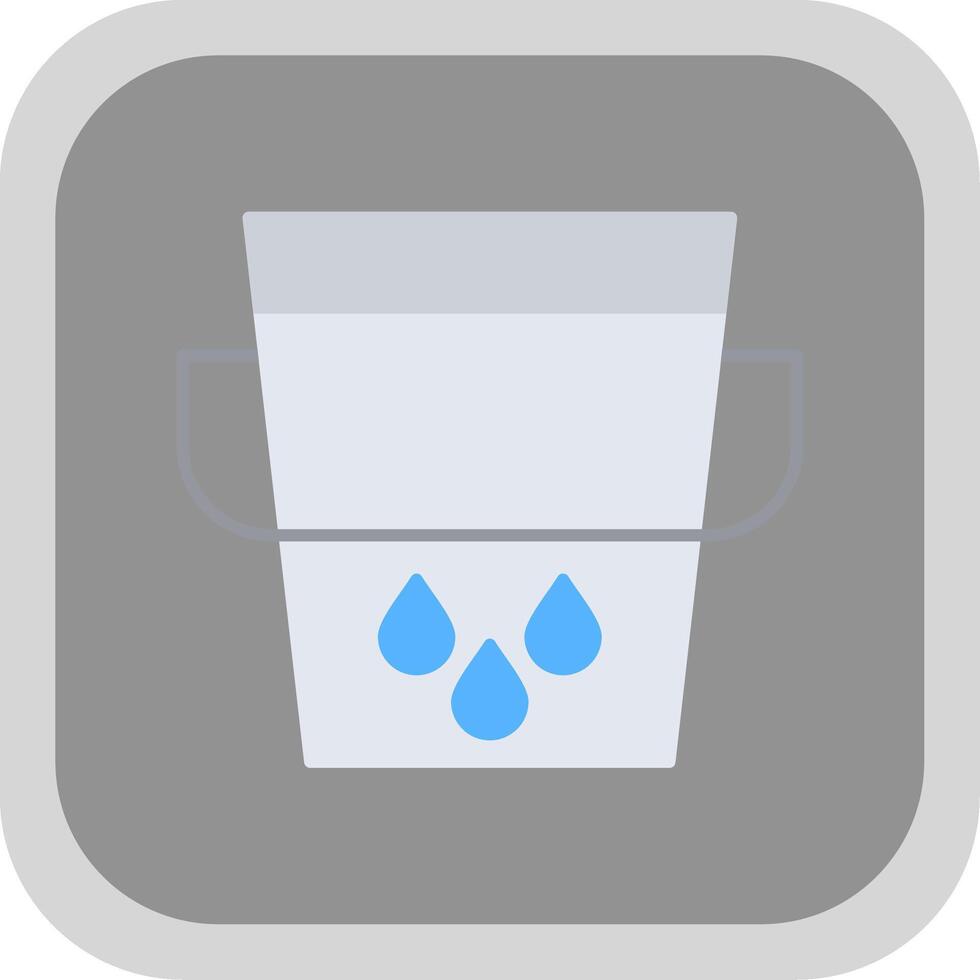 Water Bucket Flat Round Corner Icon vector