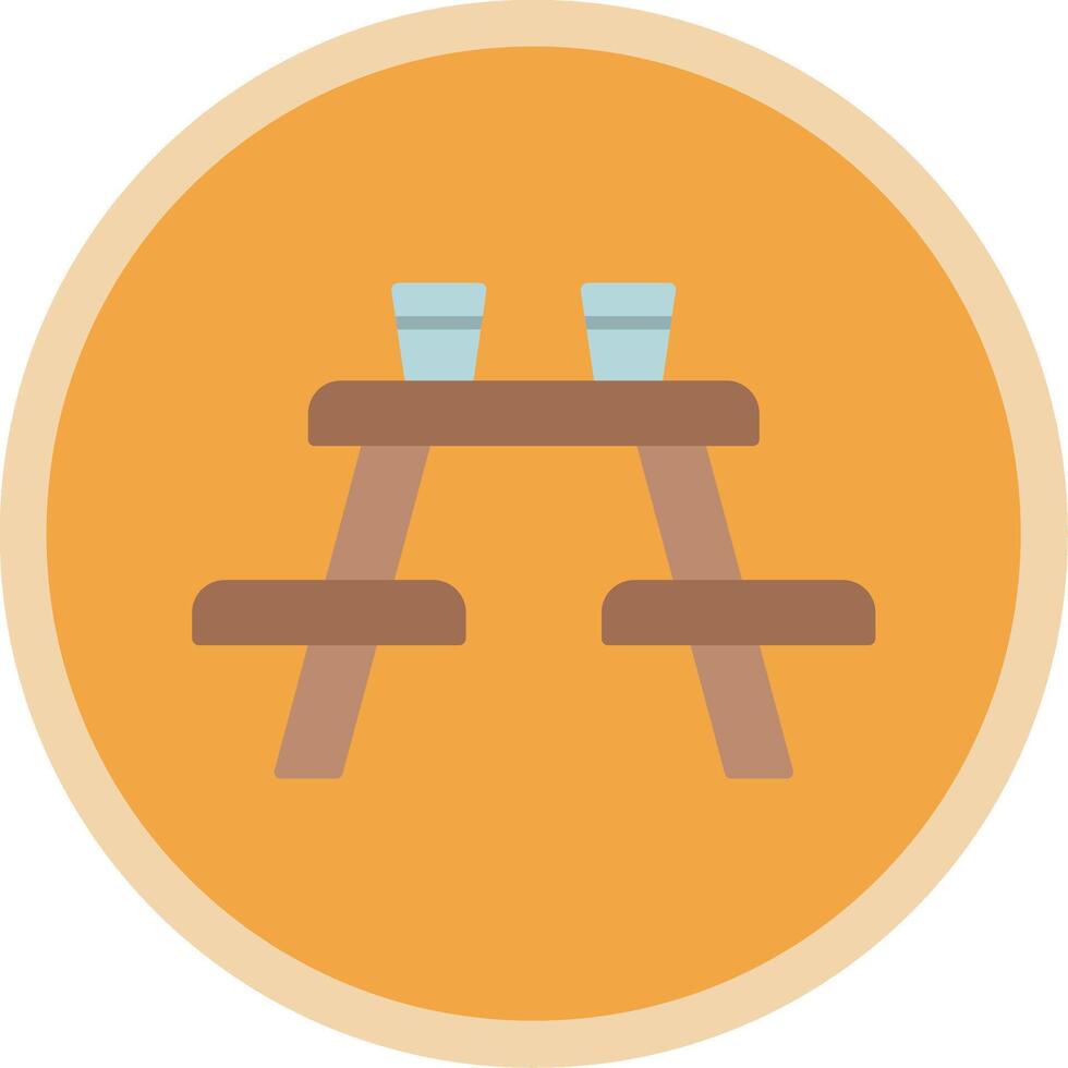Picnic Table Flat Multi Circle Icon vector