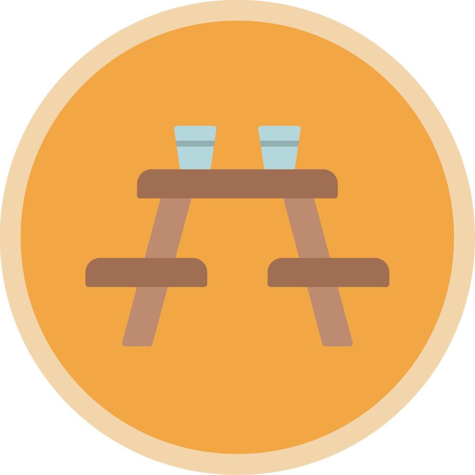 Picnic Table Flat Multi Circle Icon vector