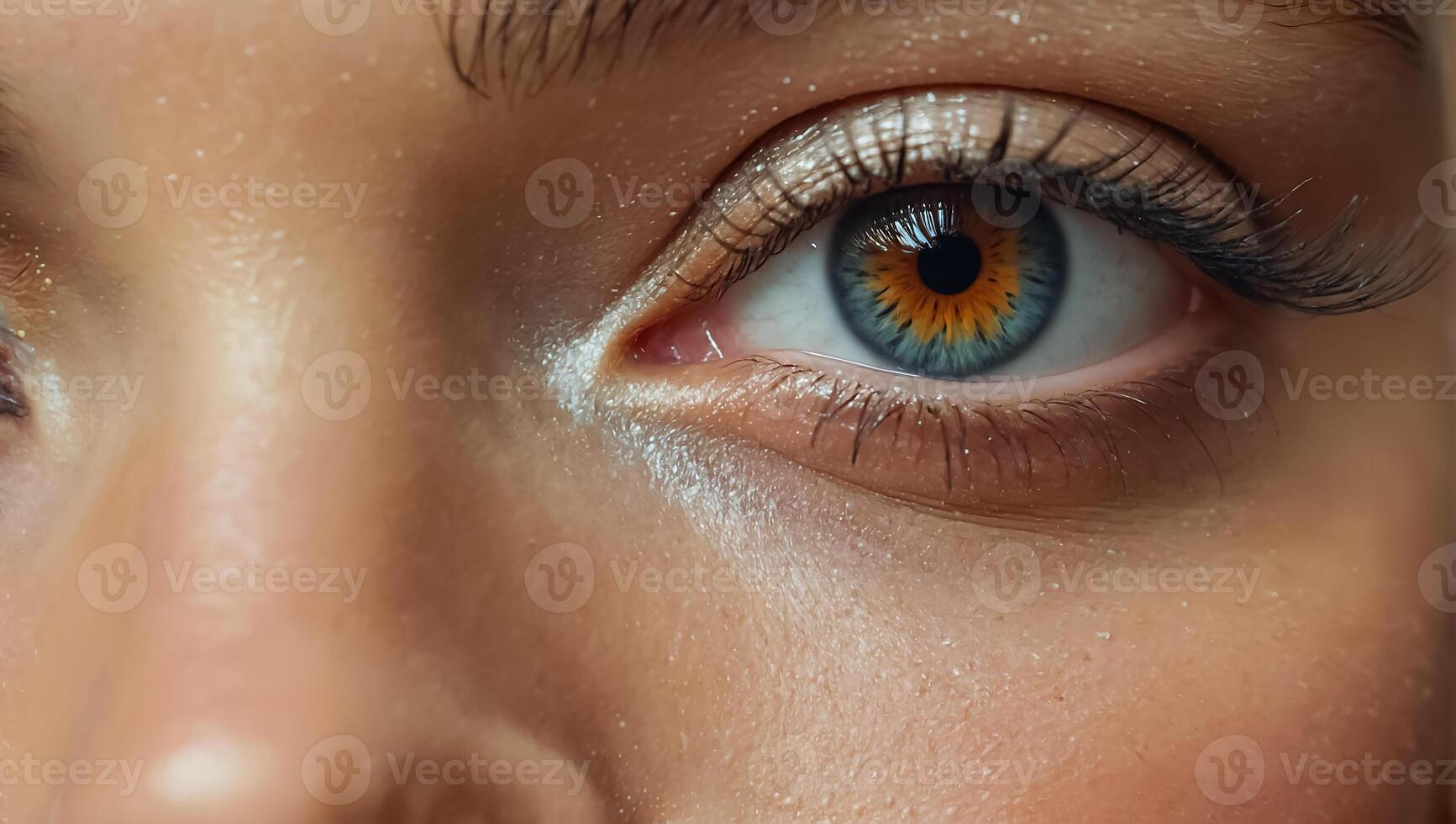 hermosa hembra ojo, maquillaje de cerca foto