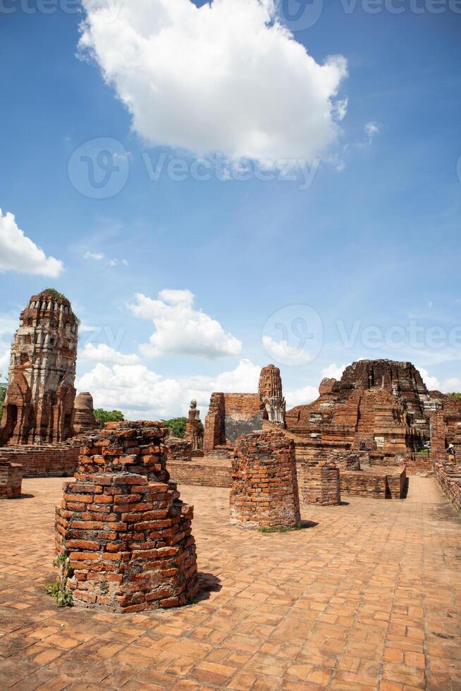 Wat Mahathat ancient at historical park at Ayutthaya Historical Park, Phra Nakhon Si Ayutthaya Province, Thailand photo