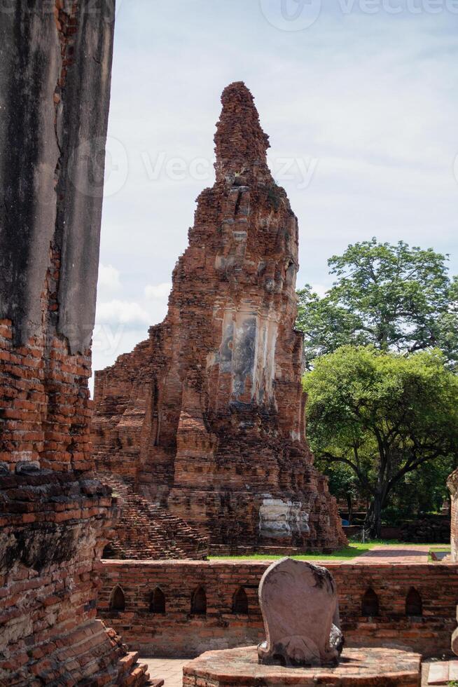 Wat Mahathat ancient at historical park at Ayutthaya Historical Park, Phra Nakhon Si Ayutthaya Province, Thailand photo