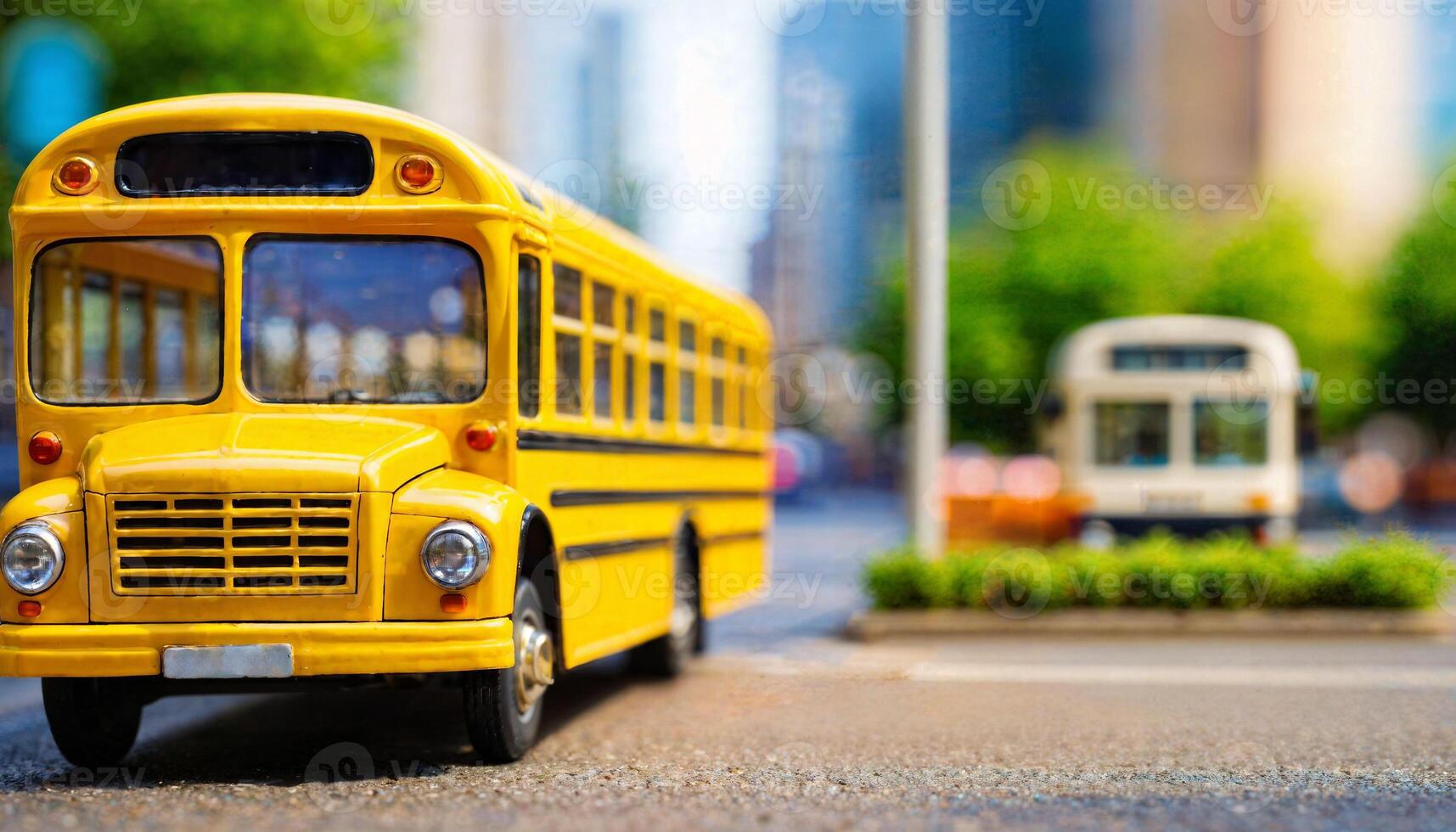 miniature scene of bus and road, photo