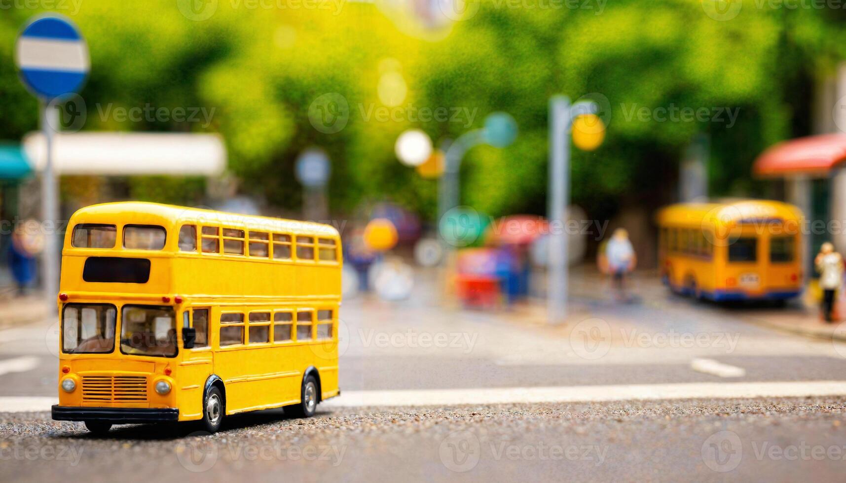 miniatura escena de autobús y camino, foto