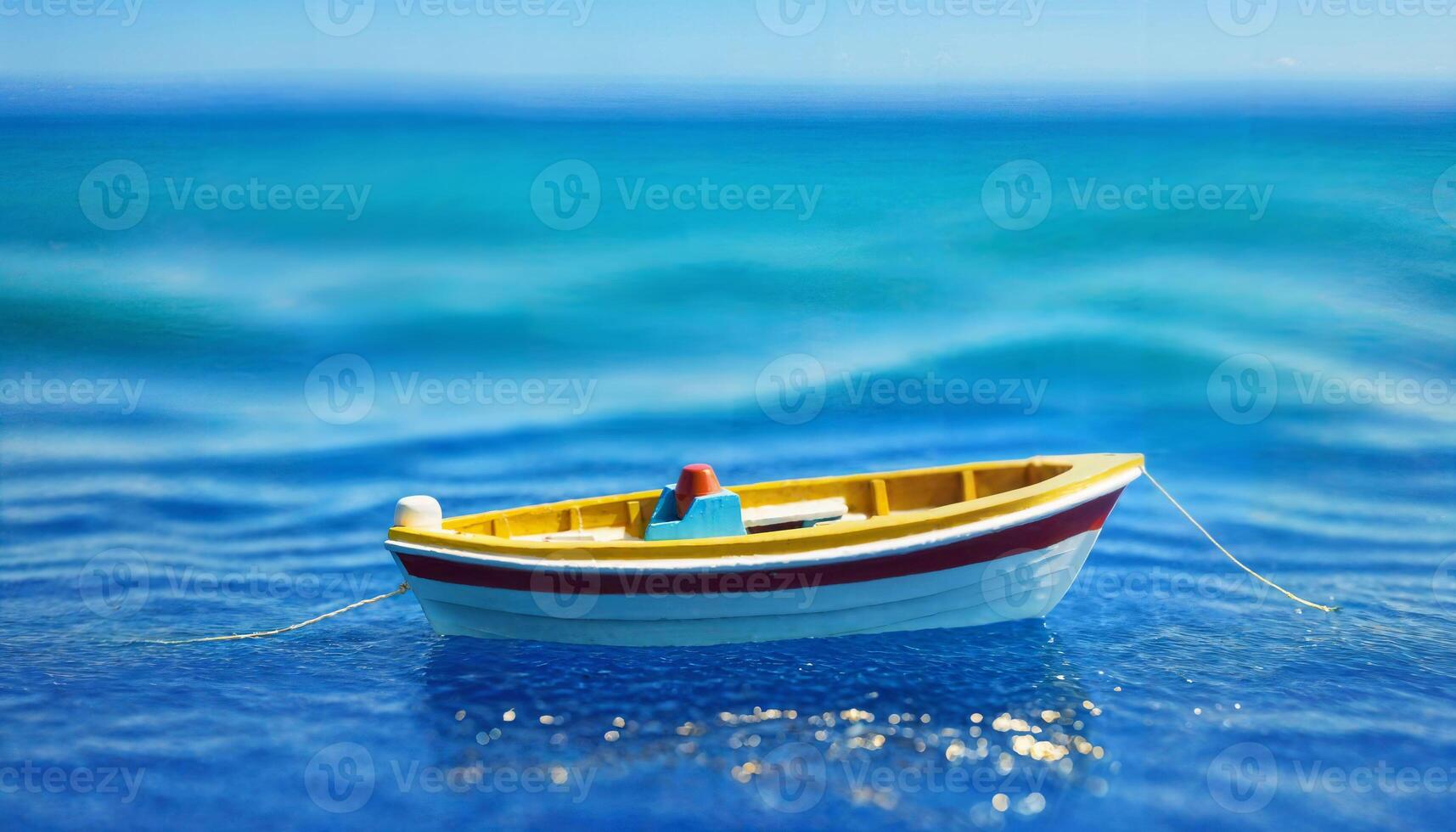 miniature scene of boat and sand beach island, photo