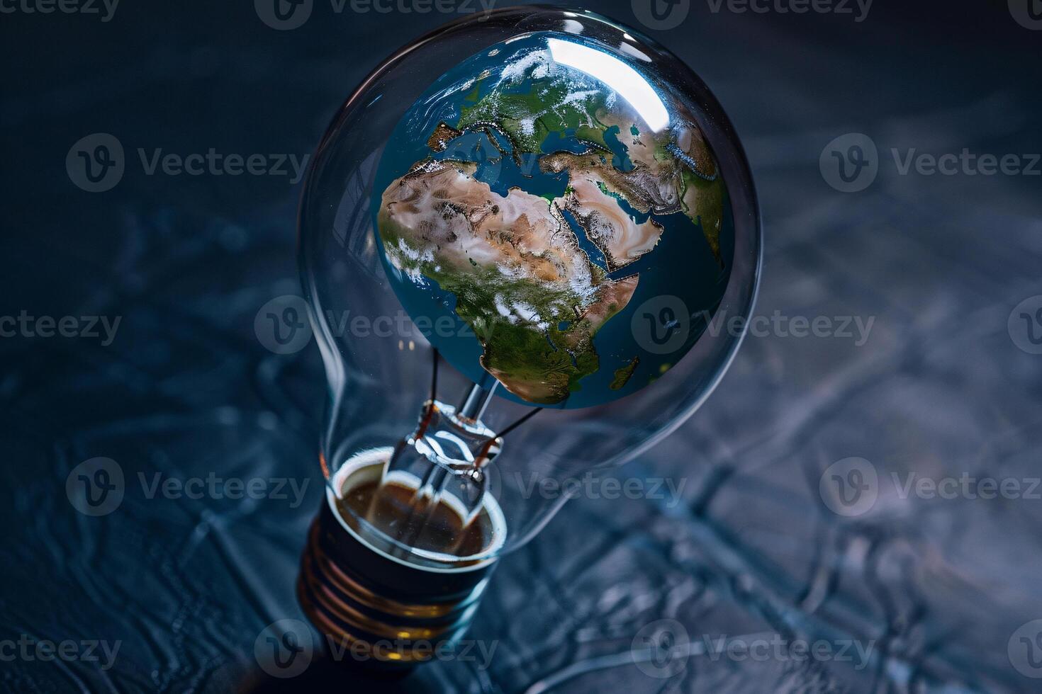 AI generated Planet earth inside light bulb photo
