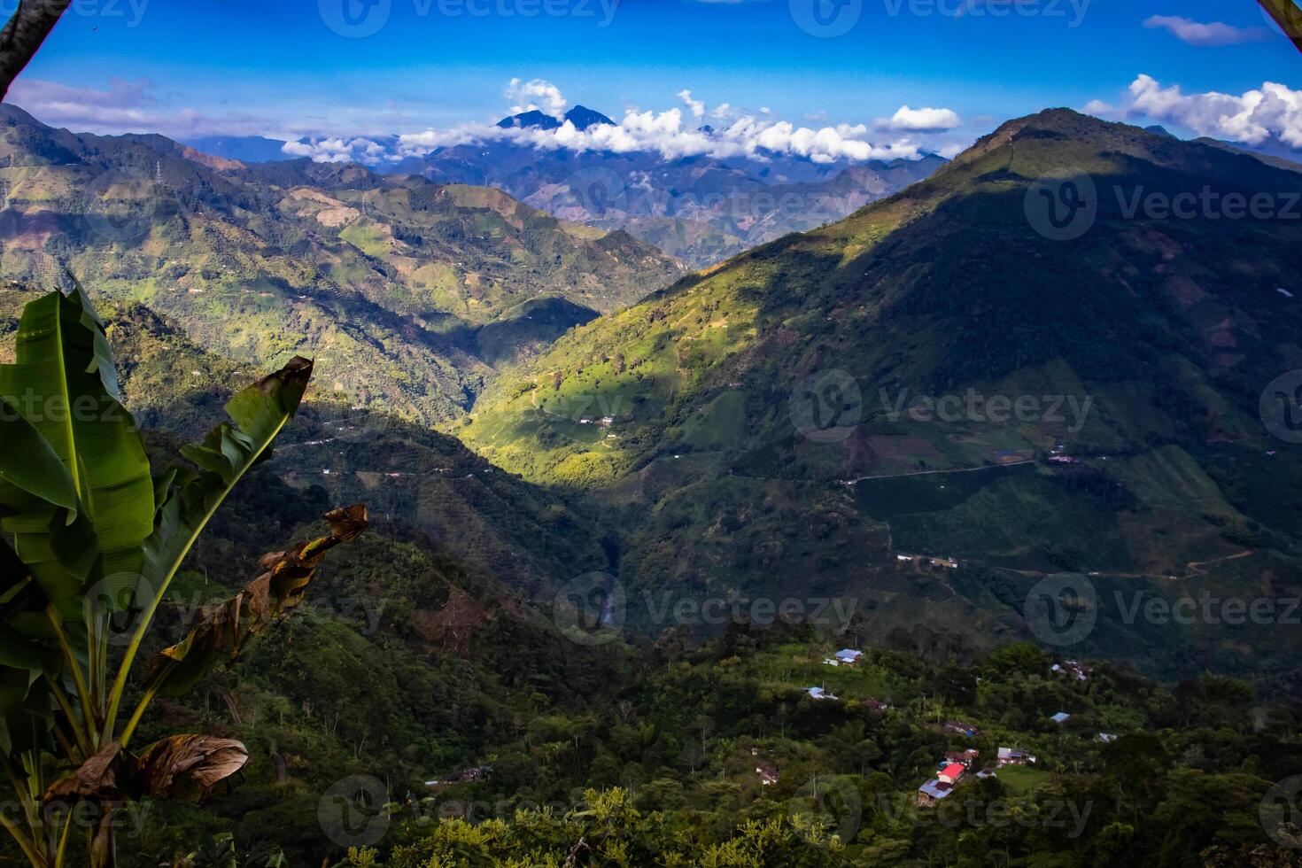 The amazing landscapes of the Central Ranges on the ascent to the High of Letters between the cities of Fresno and Manizales in Colombia photo