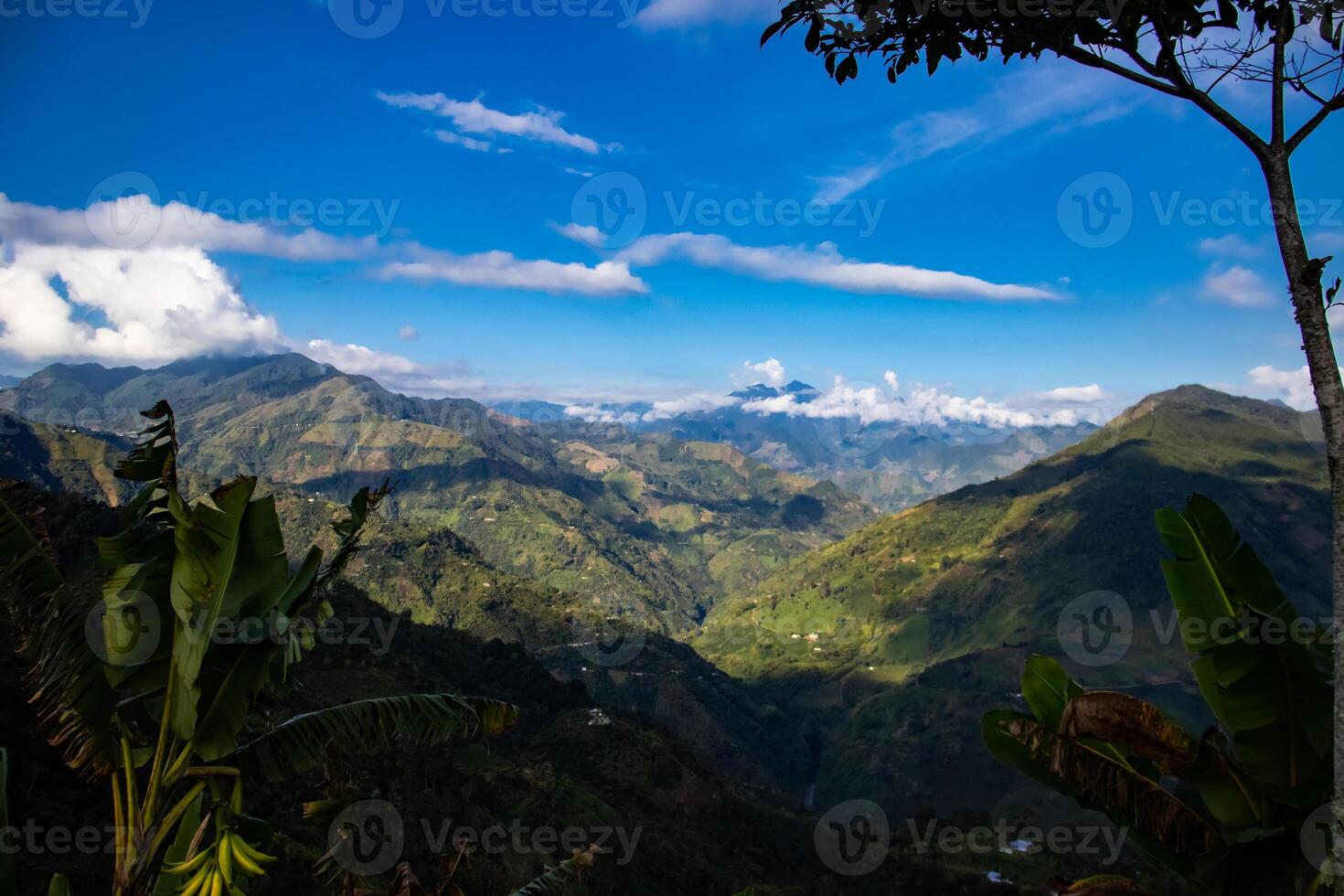The amazing landscapes of the Central Ranges on the ascent to the High of Letters between the cities of Fresno and Manizales in Colombia photo
