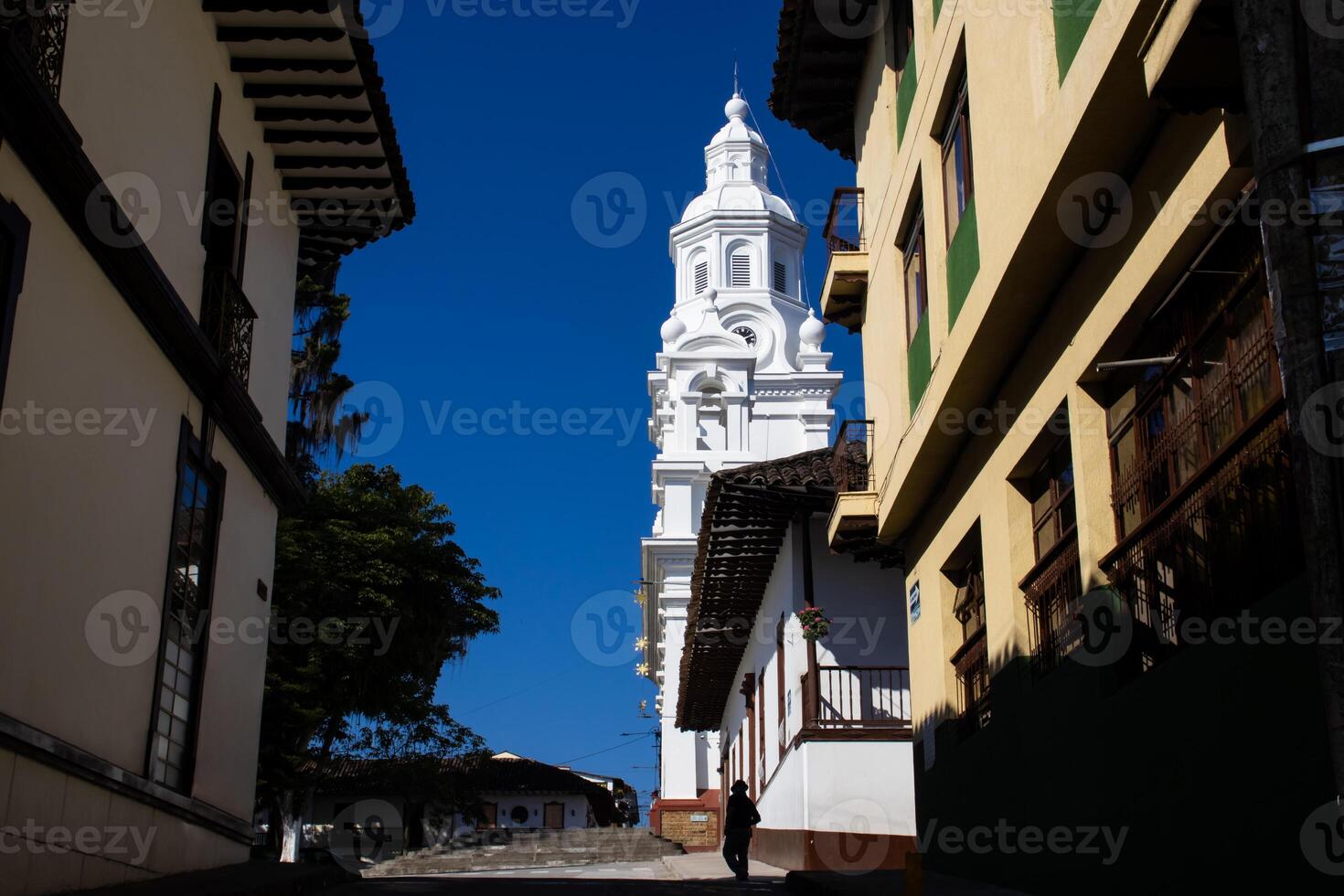 Beautiful sunny day at the heritage town of Salamina located at the Caldas department in Colombia. photo