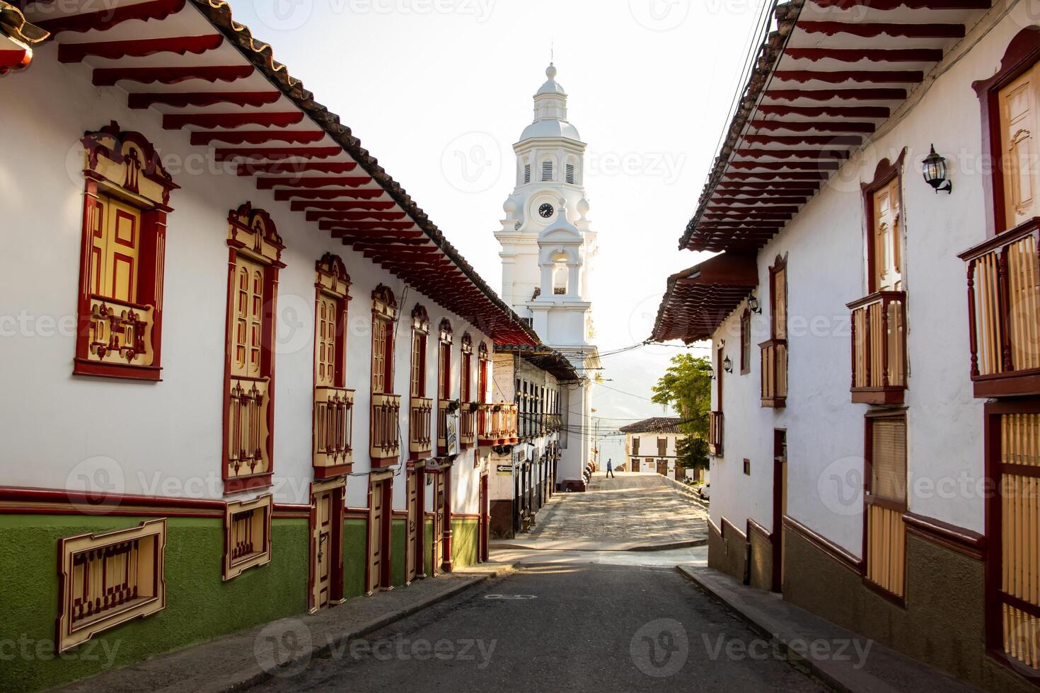 View of the beautiful Heritage Town of Salamina located at the Department of Caldas in Colombia photo