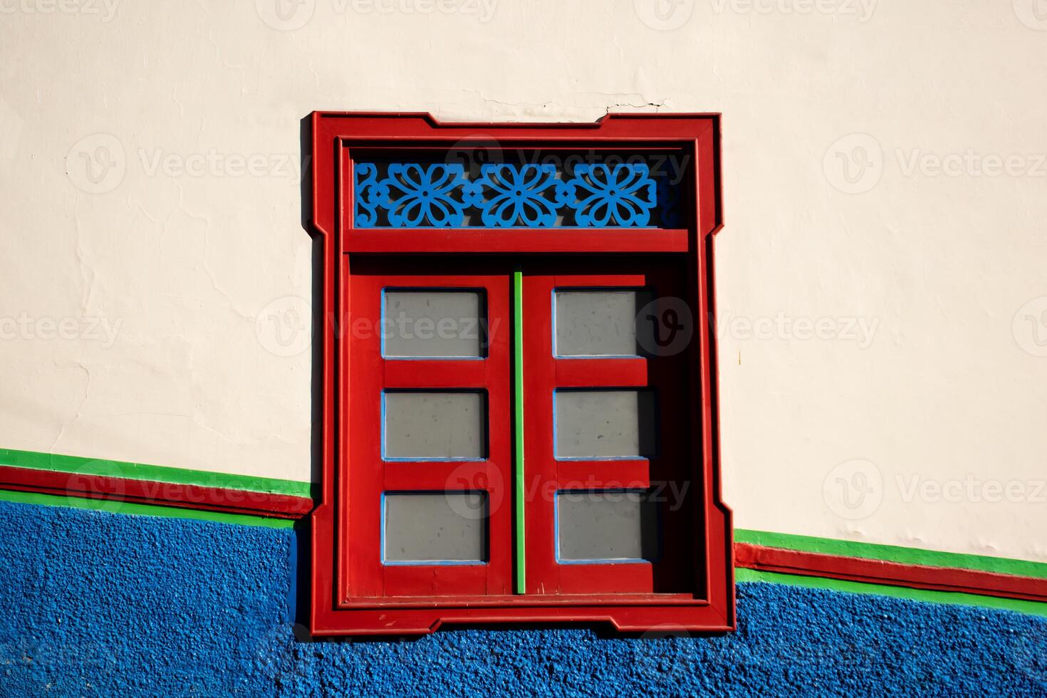 Beautiful window of the houses at the historical downtown of the heritage town of Salamina located at the Caldas department in Colombia. photo