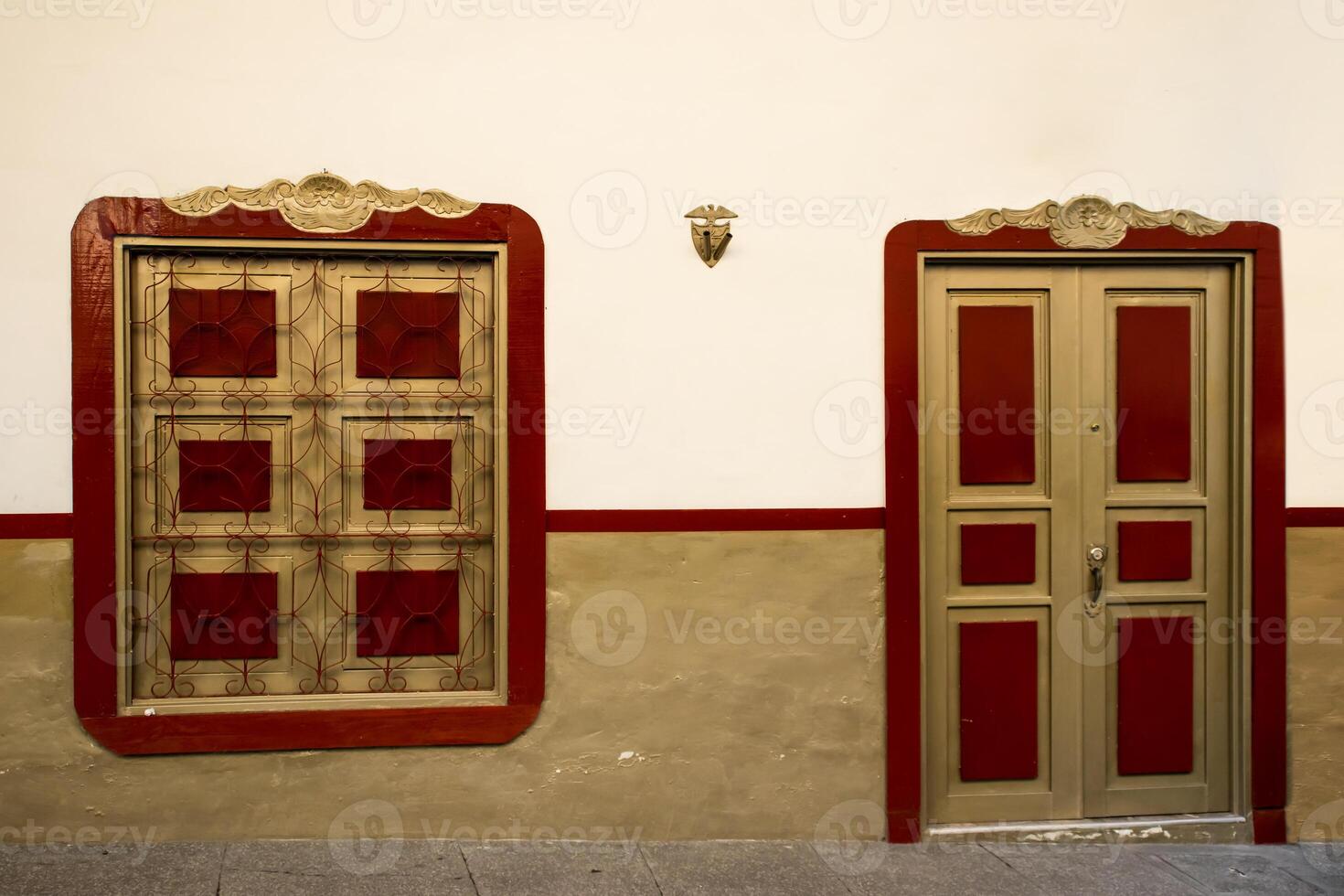 Beautiful facade of the houses at the historical downtown of the heritage town of Salamina located at the Caldas department in Colombia. photo