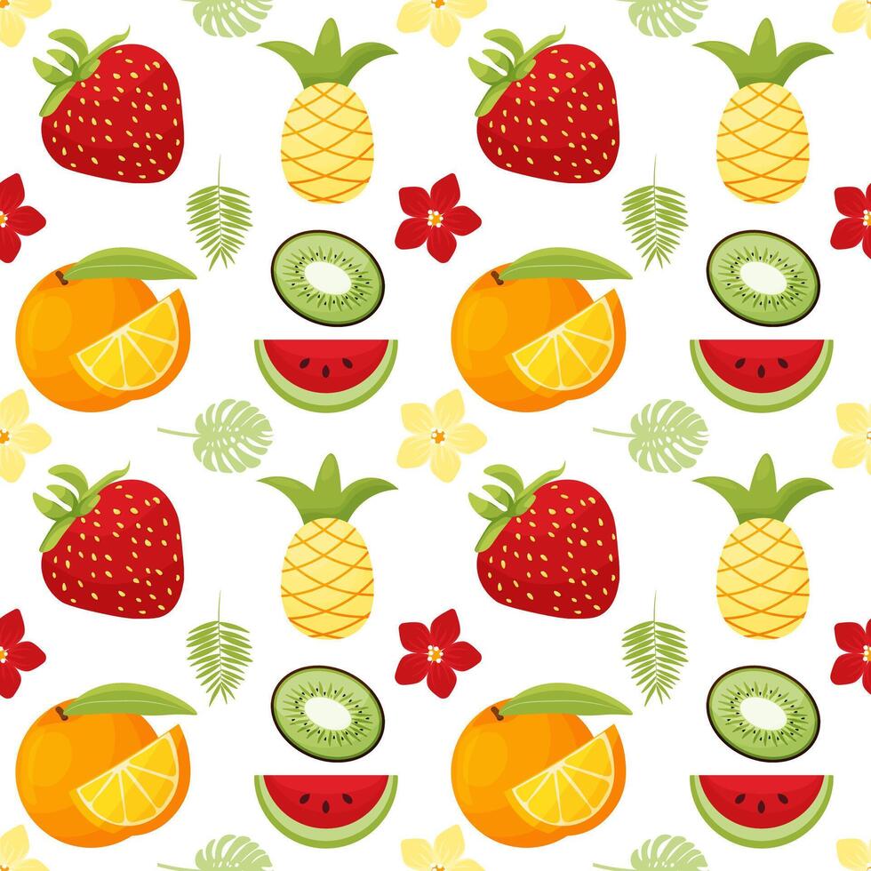 Seamless pattern of summer fruit. summertime, wrapping, backdrop. illustration. vector