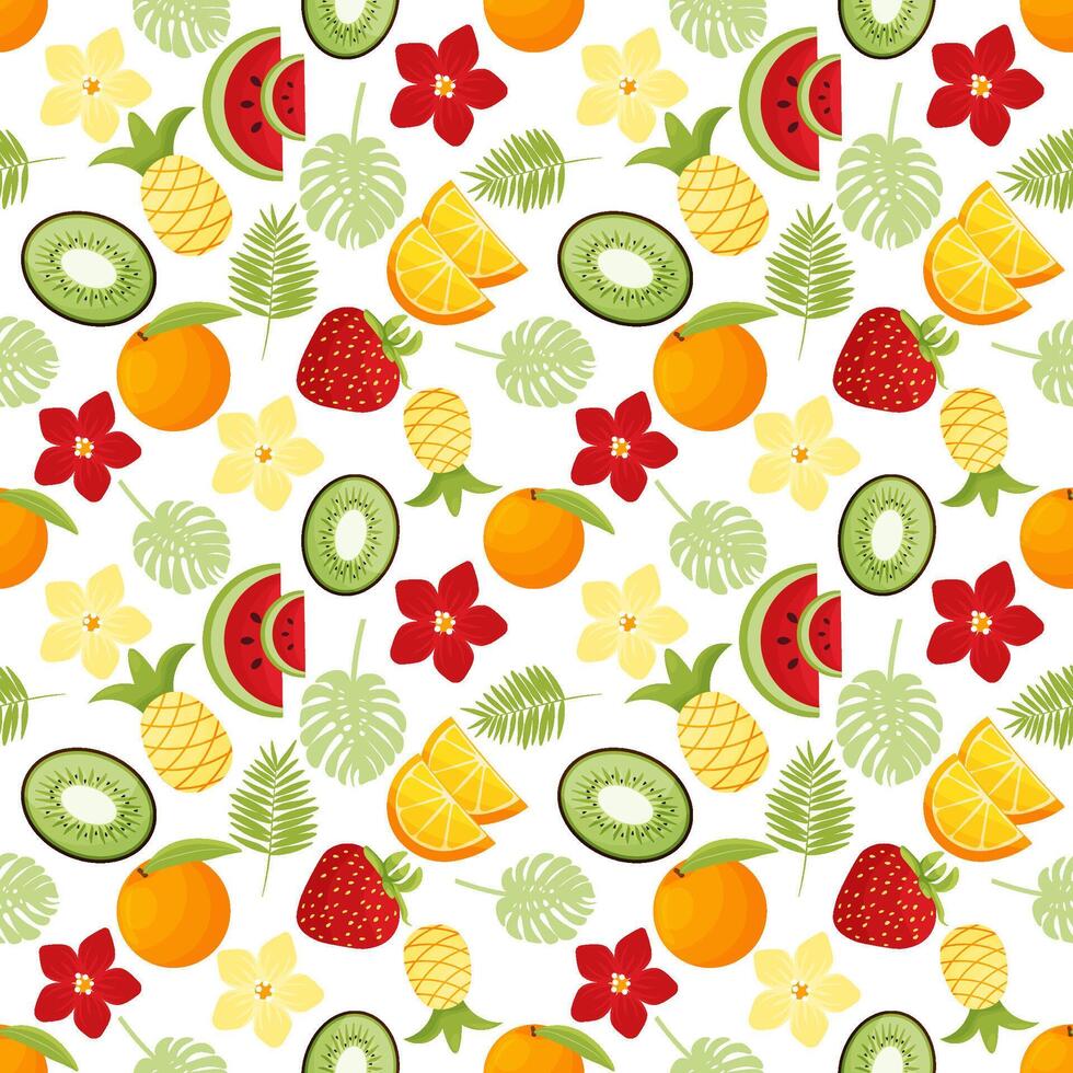 Colorful summer seamless pattern with fruit. illustration vector