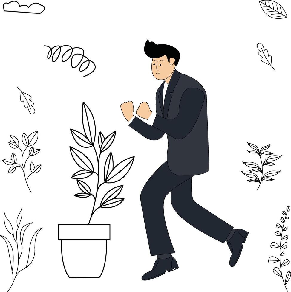 illustration of the attitude of a confident businessman vector