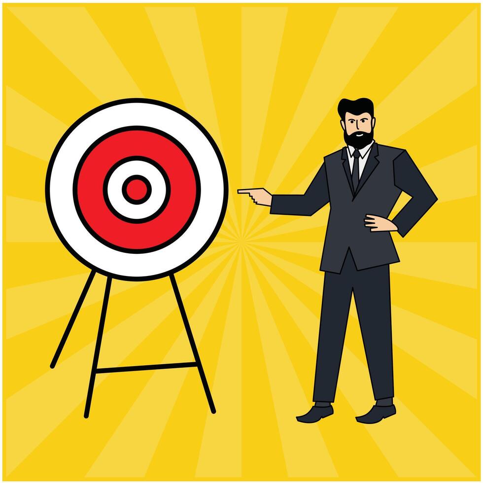 illustration of a businessman showing a target vector