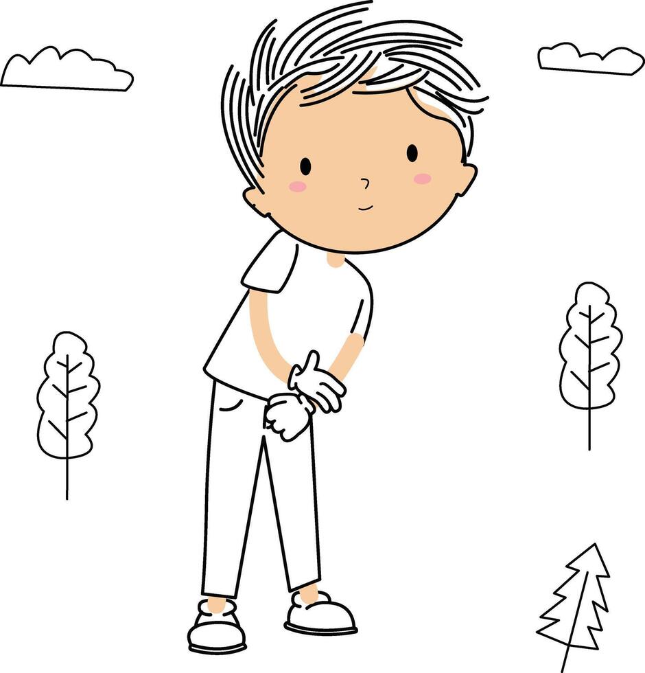 illustration of the gesture of a happy teenage boy vector