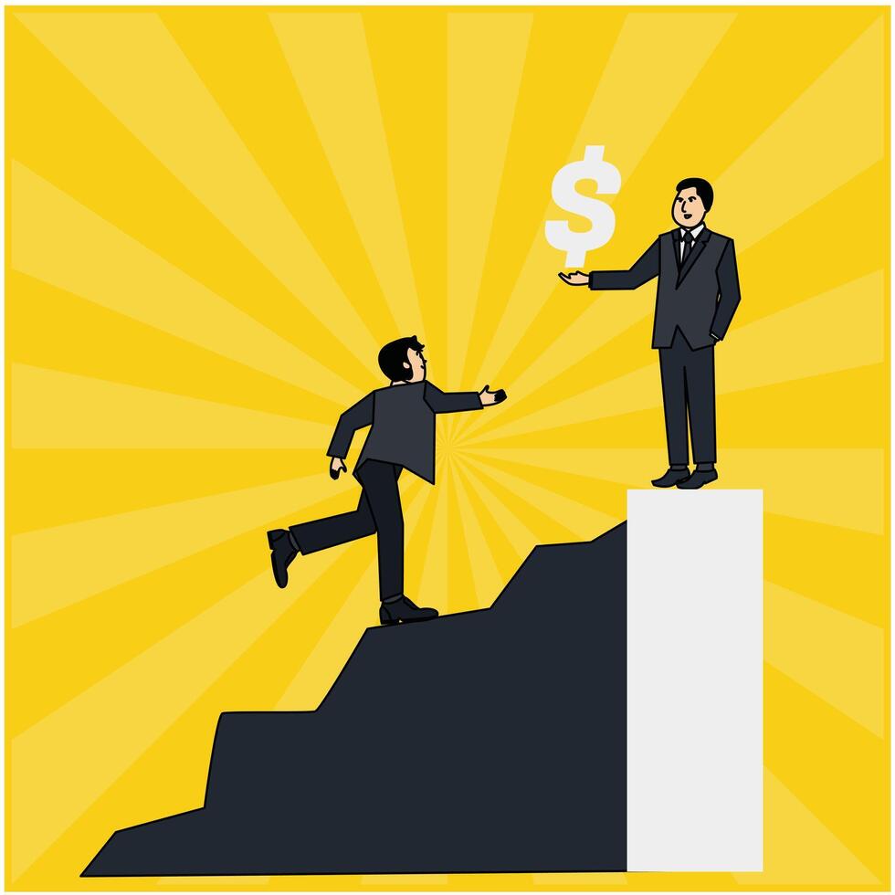 illustration of an employee pursuing a career vector