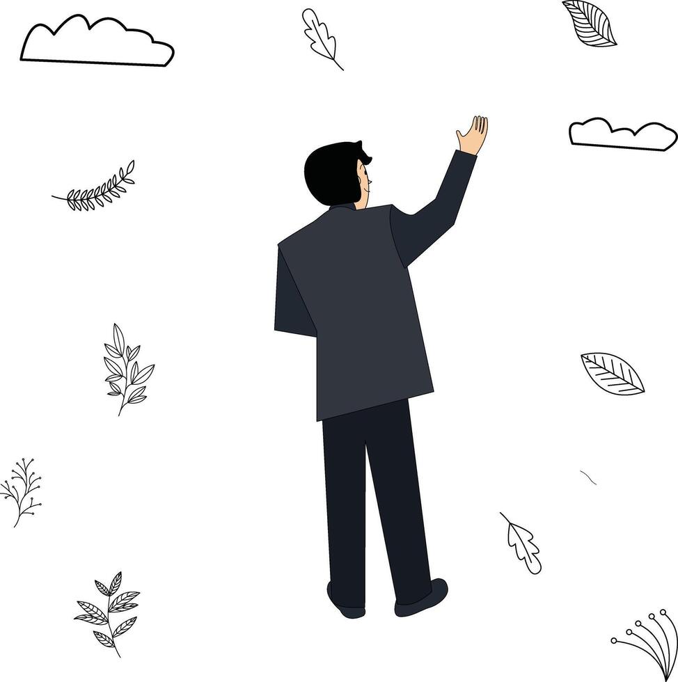 illustration of the gesture of a businessman raising his hand vector