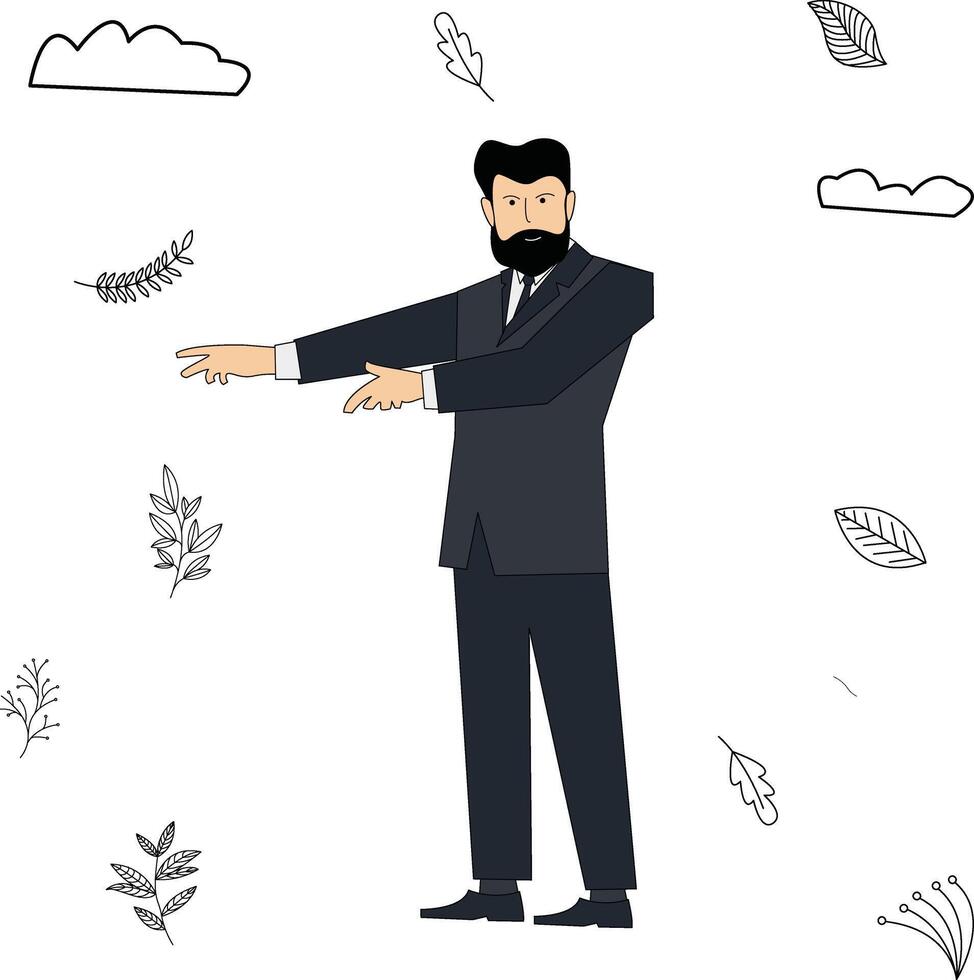 ilustración de un empresario presentación gesto vector