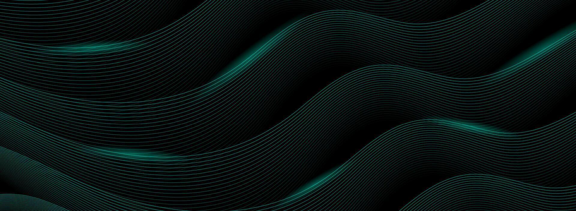 Green minimal wavy lines abstract futuristic tech background vector