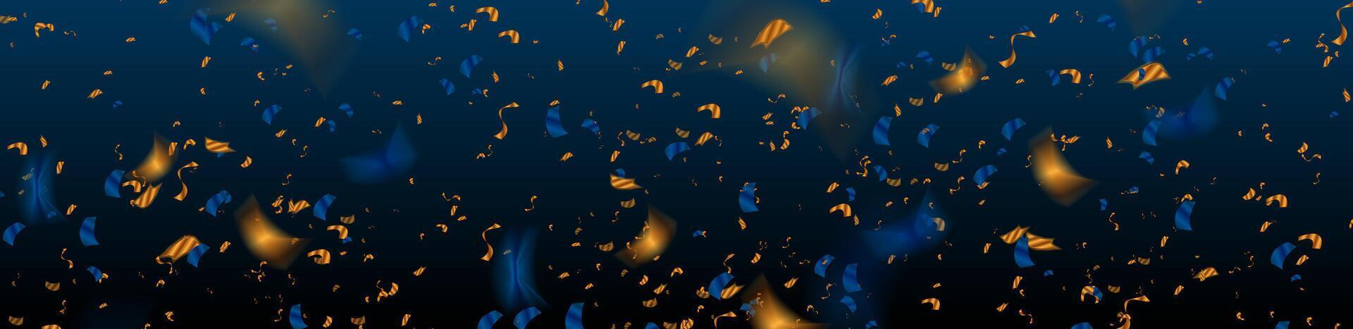 Golden and blue glitter confetti abstract deluxe background vector