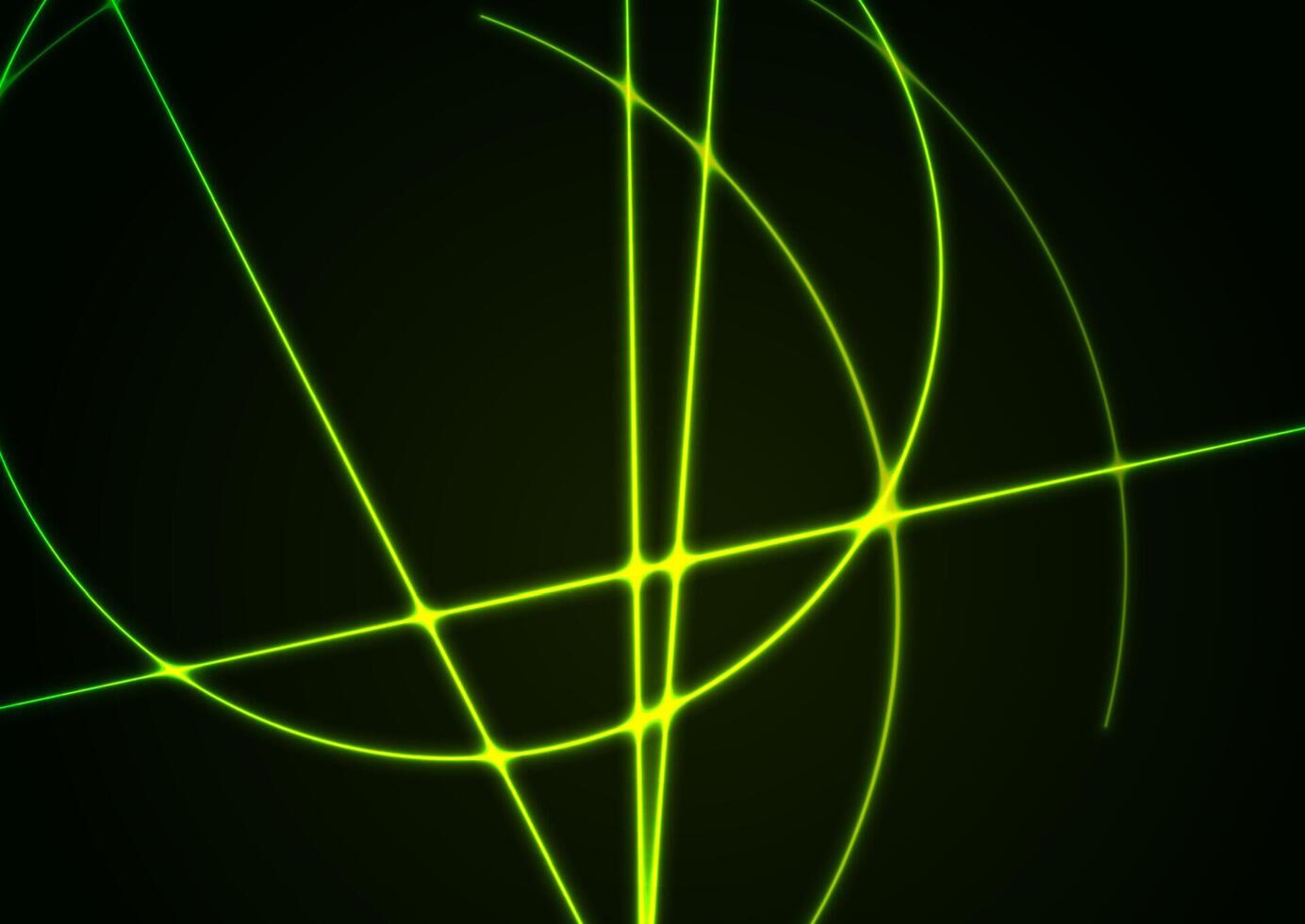Green neon lines and circles abstract technology background vector